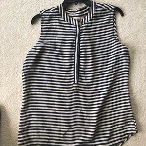 Navy and white blouse, beautiful summer top.